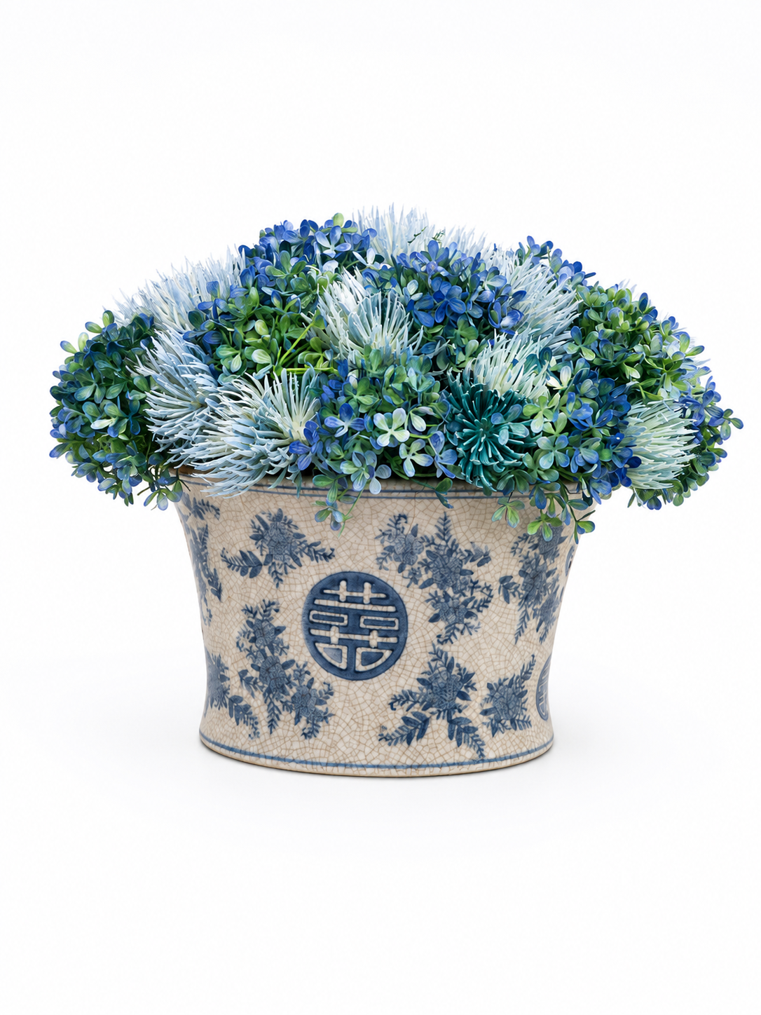 Blue Thistle In Porcelain Bowl