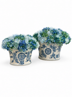 Blue Thistle In Porcelain Bowl