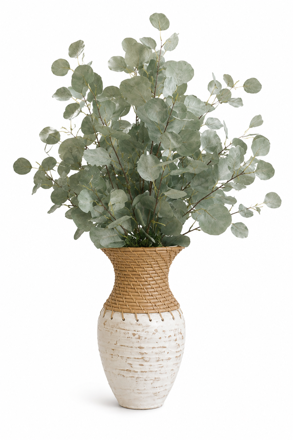 Eucalyptus in Rattan Vase