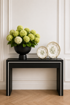 Lime Hydrangea in Black Pedestal