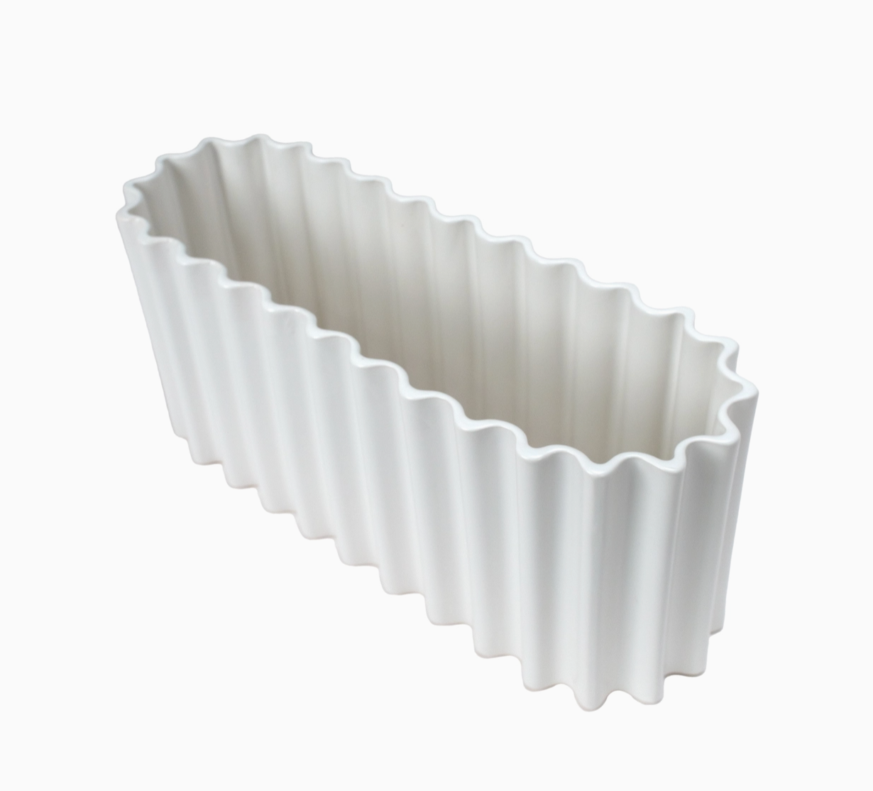 White Ribbed Vase