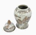 14 " Brown & White Landscape Chinoiserie Ginger Jar