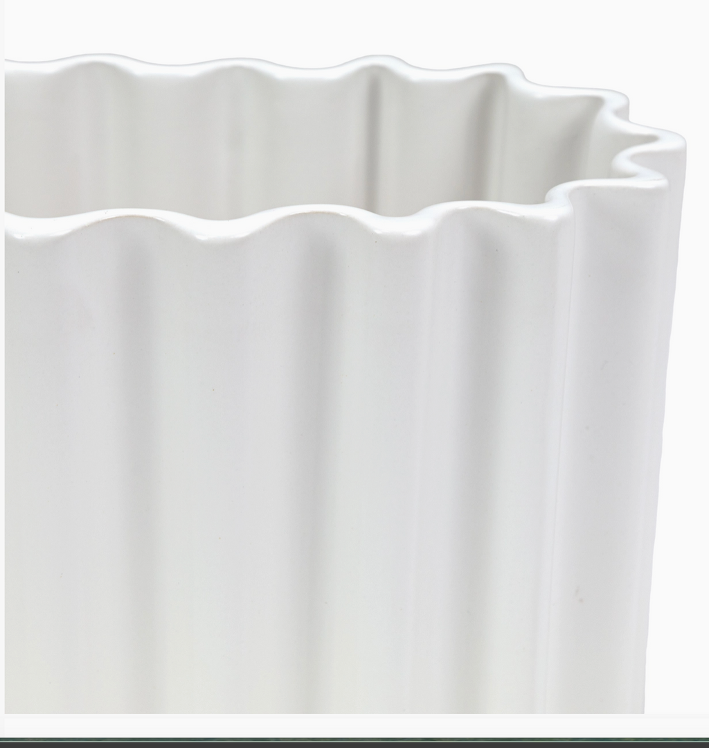White Ribbed Vase