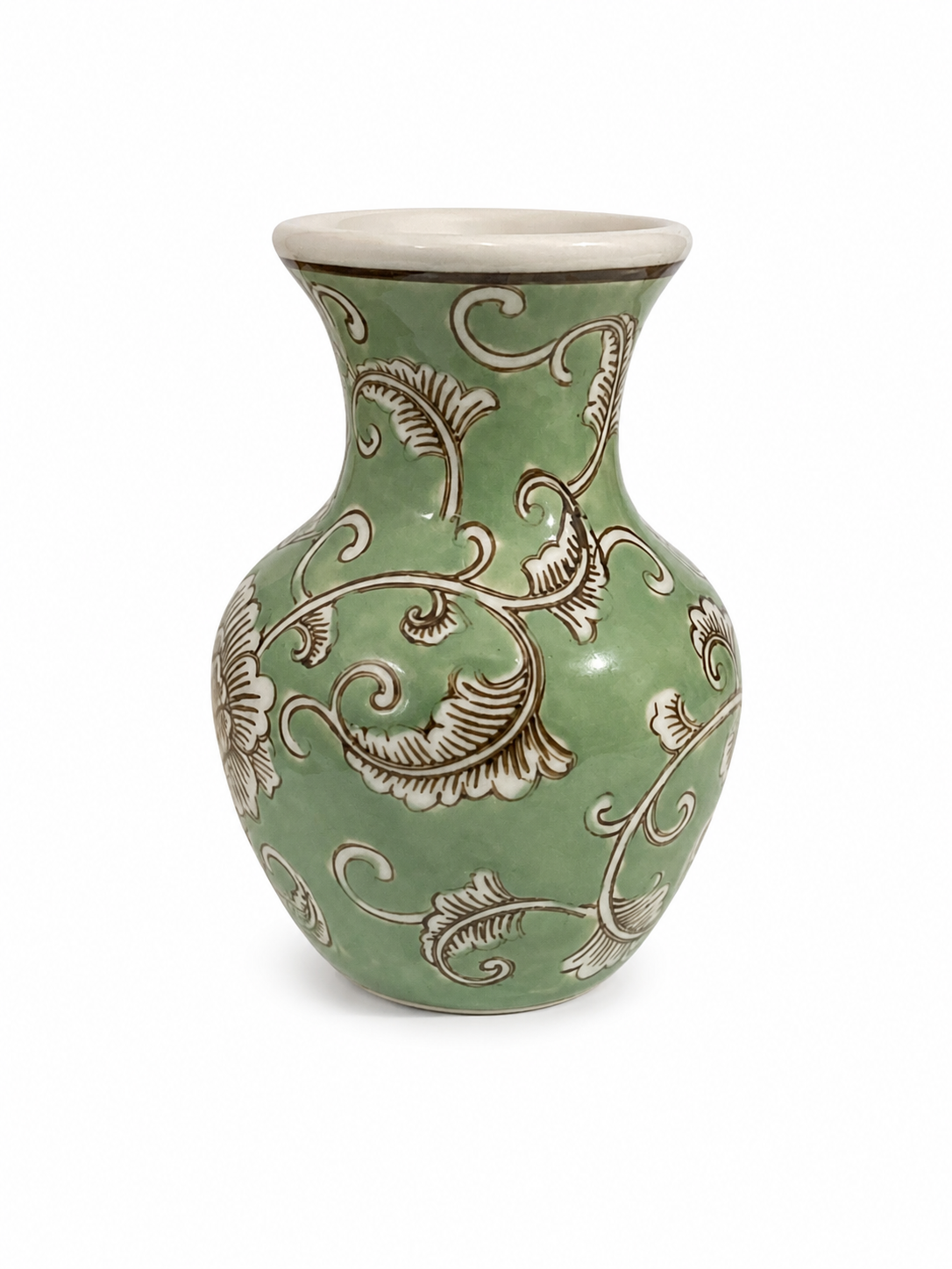Green floral vase