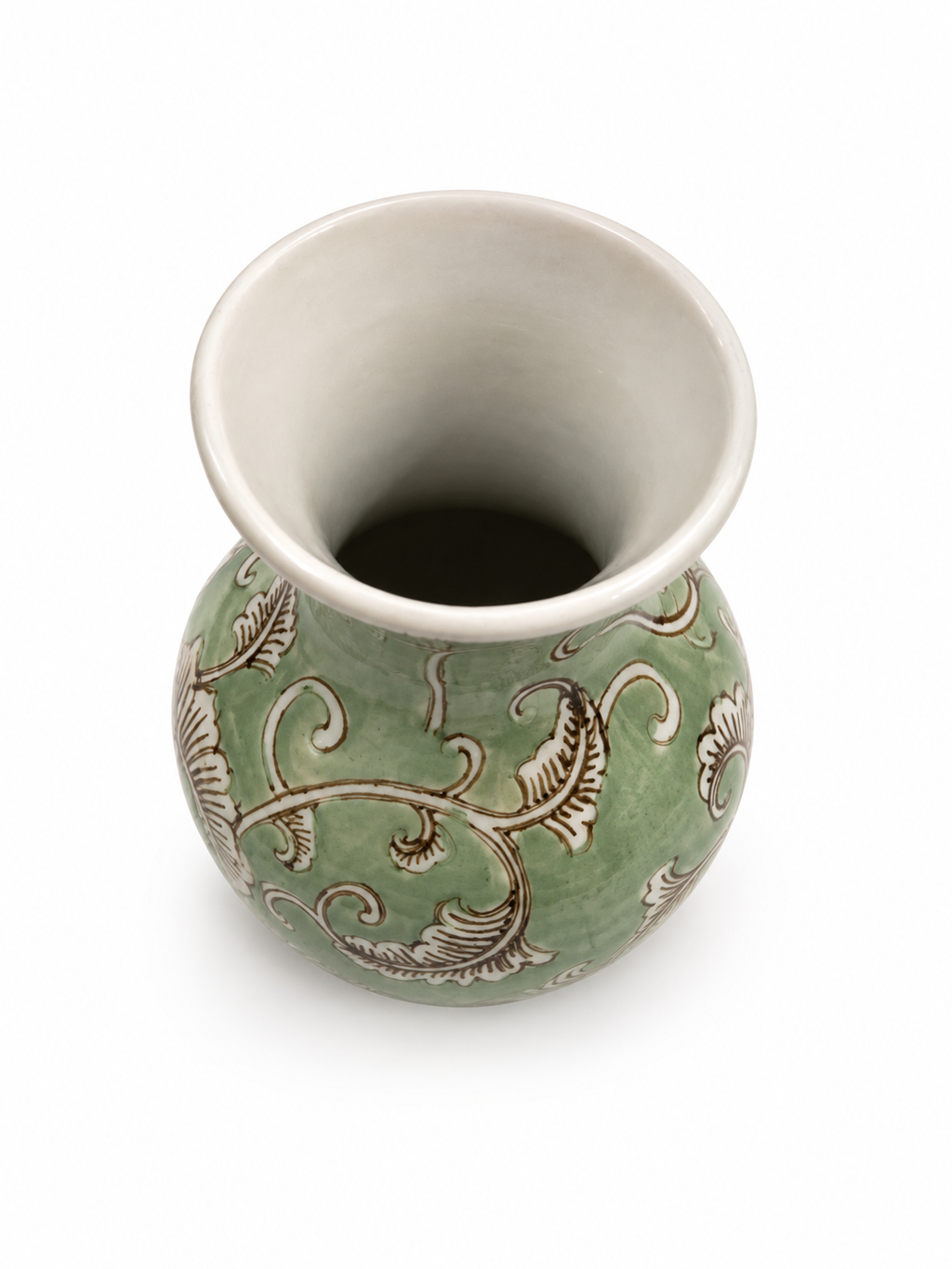Green floral vase