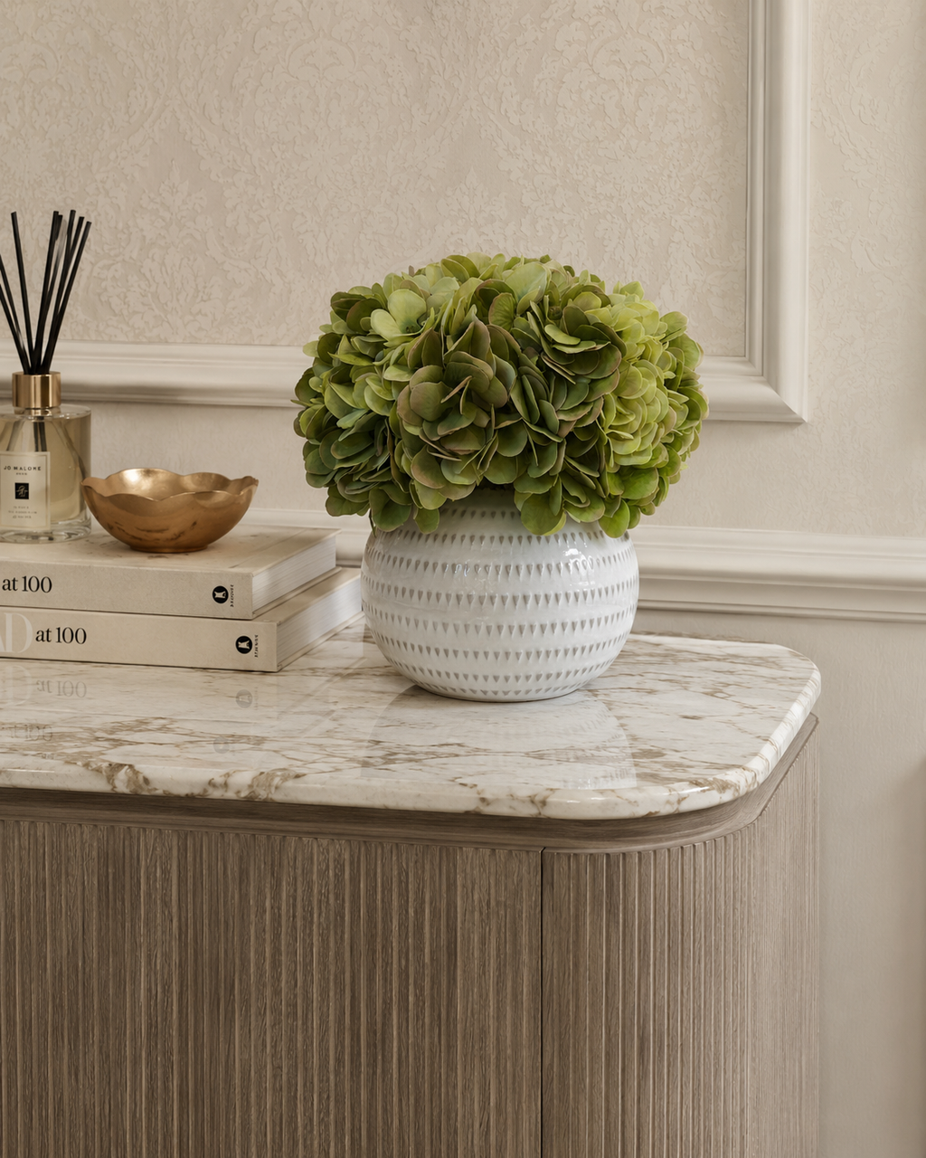 Green Hydrangea Ceramic Bowl