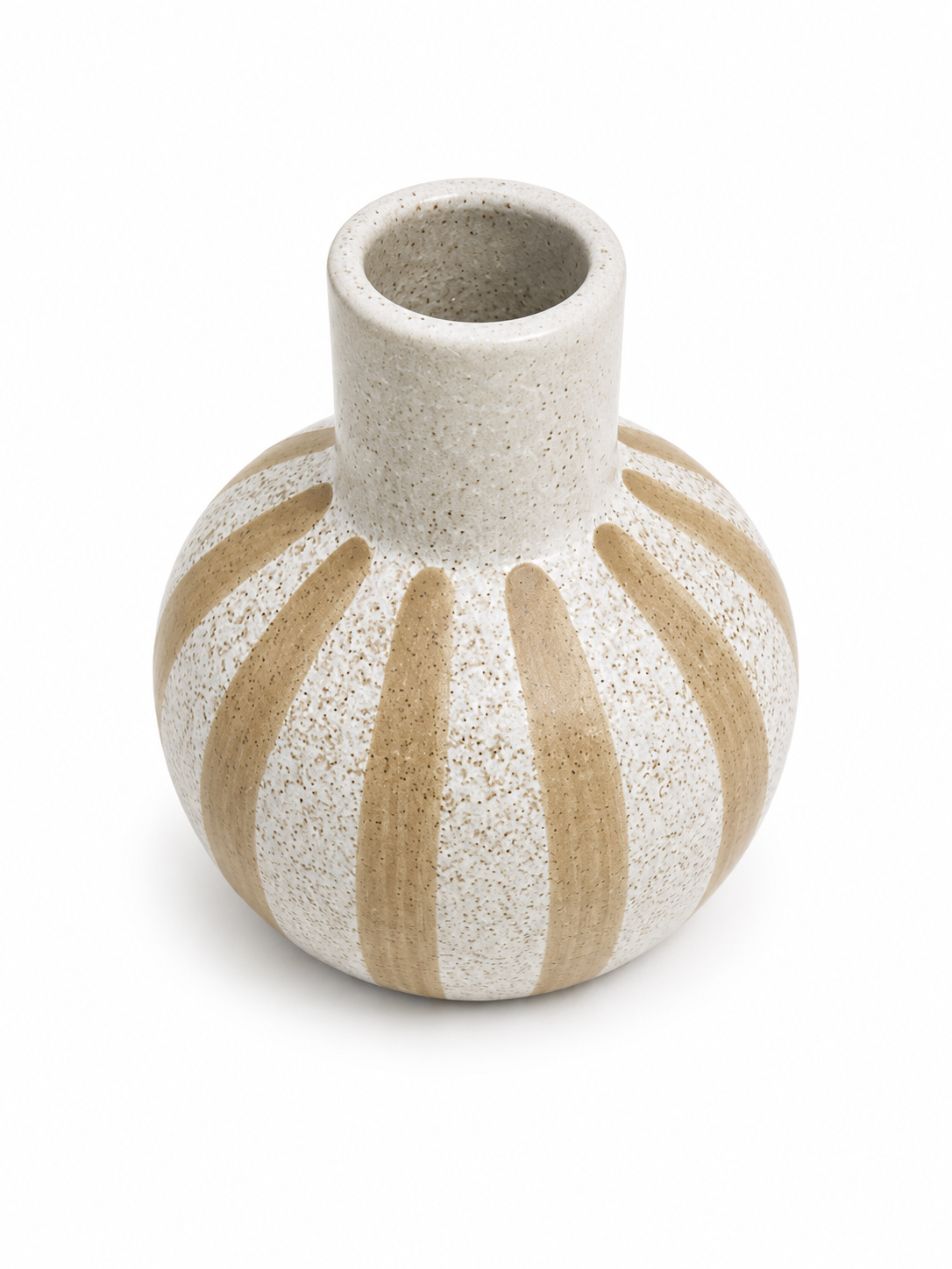 Matte brown striped ceramic vase