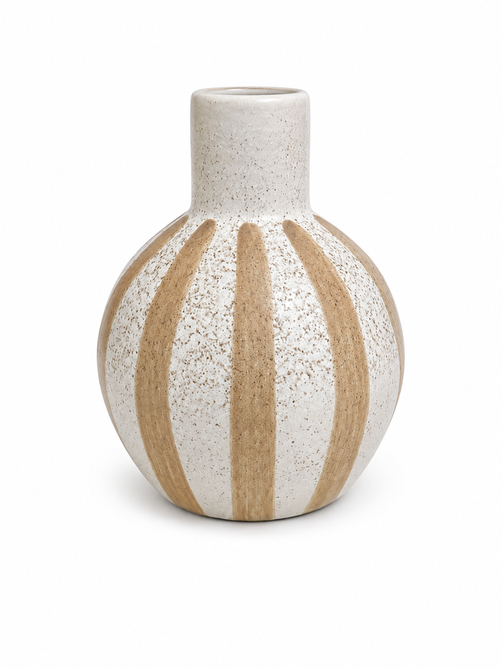 Matte brown striped ceramic vase