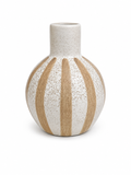 Matte brown striped ceramic vase
