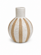Matte brown striped ceramic vase